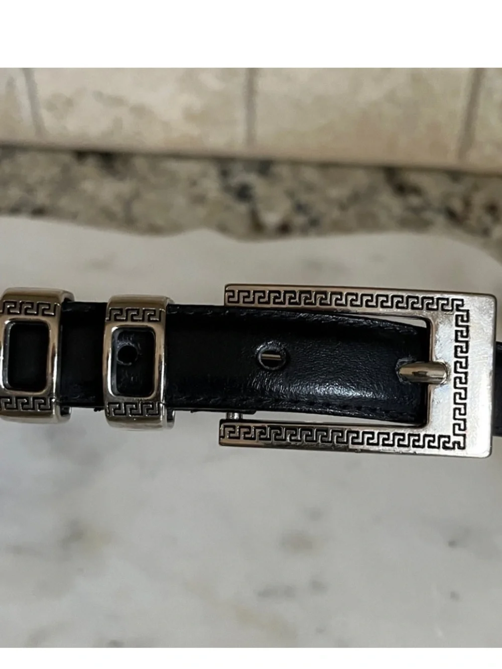 Black And Silver Leather Belt